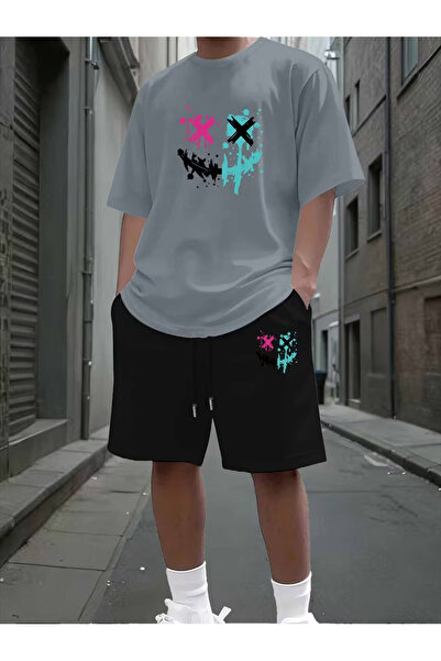 LAVİTTA Unisex women's/men's special Printed shorts t-shirt set