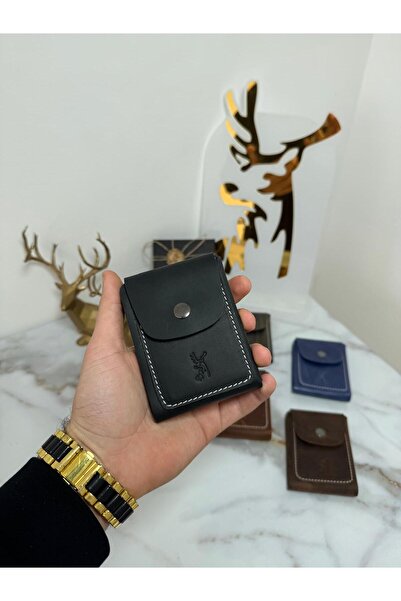 SANAT %100 Hakiki Crazy Deri El Dikimi Minimalist Cüzdan - Çıtçıtlı Eskitme D...