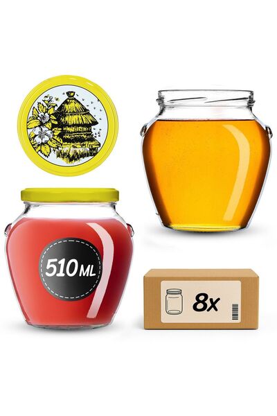 KADAX Borcan pentru conservare cu capac filetat, 82 mm, 580 ml, 8 buc.