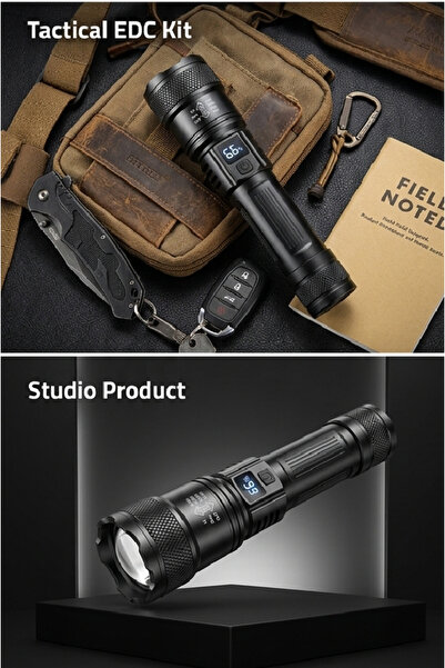 Primo Plus مصباح يدوي تكتيكي عالي الوضوح JK-66 - مزود بشاشة LCD