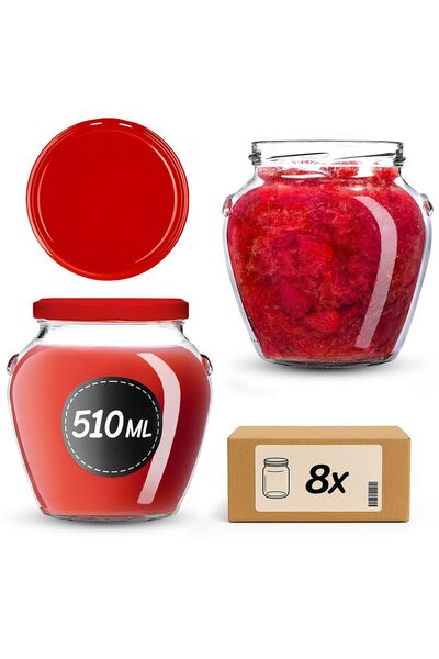 KADAX Borcan pentru conservare cu capac filetat, 82 mm, 580 ml, 8 buc.