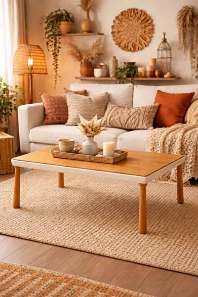 FAMİ HOME |Milan Ahşap Ayaklı Modern- Bohem Orta Sehpa