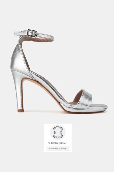 TUNAELLİ Women's Lamé Genuine Natural De Leather Nc Stiletto Heel Evening Dre...