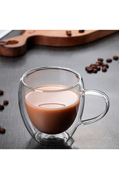 Malooki Ceașcă din sticlă cu perete dublu 250 ml – Ceașcă termoizolantă trans...