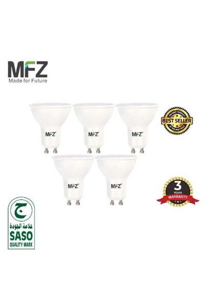 MFZ LED GU10 Bulbs 7W, Bright White, SASO Certified, AC220–240V – Pack of 5, ...