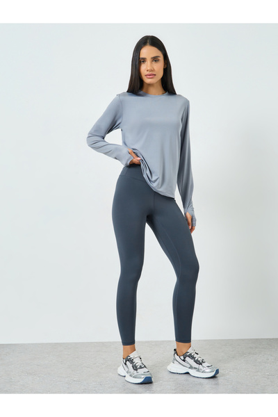 Styli Grey Solid Gym Leggings
