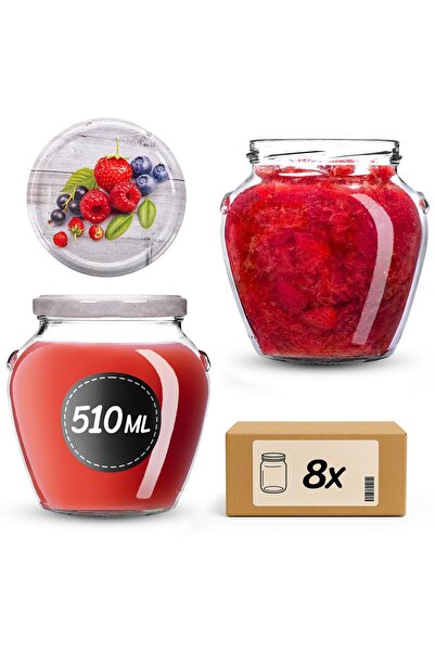 KADAX Borcan pentru conservare cu capac filetat, 82 mm, 580 ml, 8 buc.