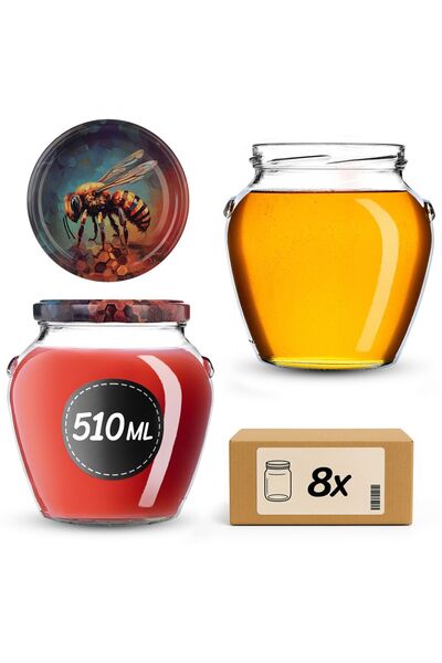 KADAX Borcan pentru conservare cu capac filetat, 82 mm, 580 ml, 8 buc.