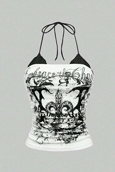 Karakedi Lacing and Lace Detail Embrance V Neck Blouse