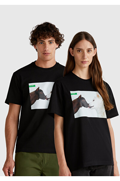 United Colors of Benetton Unisex black mix 100% cotton oliviero toscani photo...