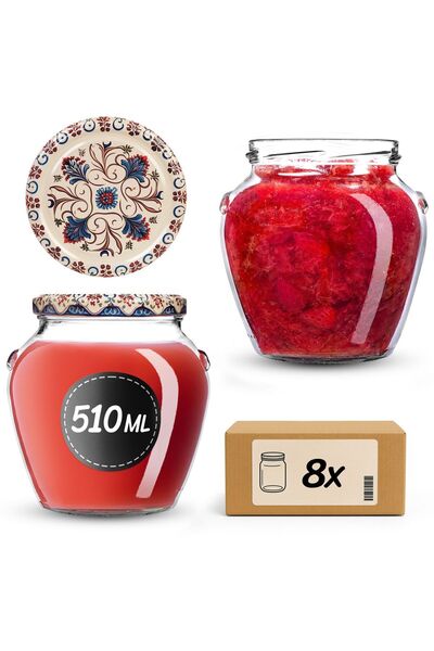 KADAX Borcan pentru conservare cu capac filetat, 82 mm, 580 ml, 8 buc.