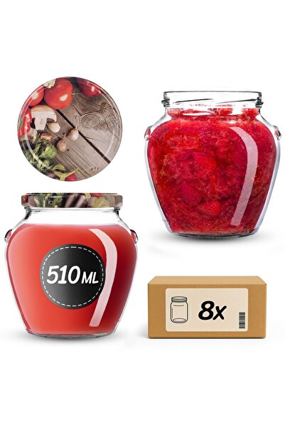 KADAX Borcan pentru conservare cu capac filetat, 82 mm, 580 ml, 8 buc.