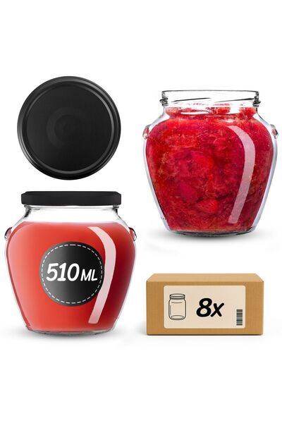 KADAX Borcan pentru conservare cu capac filetat, 82 mm, 580 ml, 8 buc.