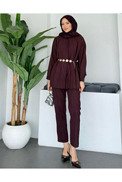 LİFERA Pleated Hijab Suit, Buttoned, Stylish, for Events