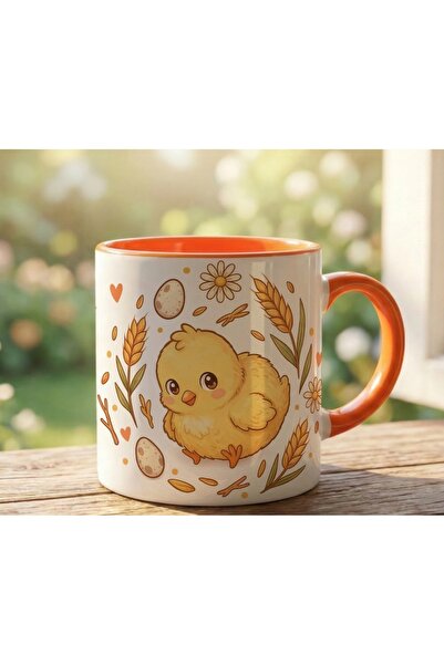 CraftMoris Küçük Hasat Neşesi:Civciv ve Buğday Desenli Fincan