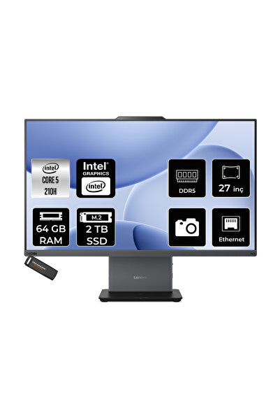 LENOVO Thinkcentre Neo 50A Core 5 210H 64GB RAM 2TB SSD 27" FHD FreeDOS 12SAA05QTRP334 All In One Bilgisayar + Per4 USB
