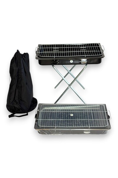 pratikoutdoor Portatif Katlanır Ayaklı Emaye Mangal - Çantalı - 62x35cm Büyük...