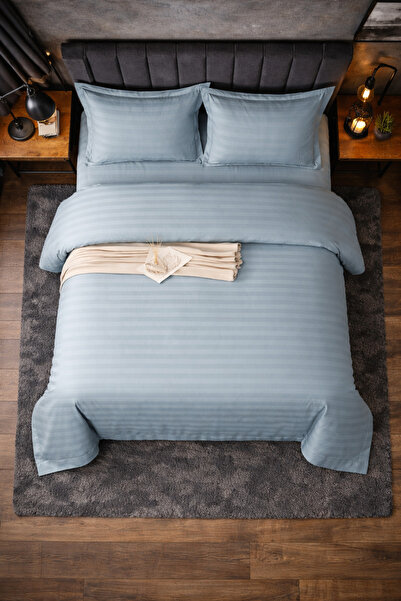 Set de in de pat damasc 4 piese 180x200 cu elastic +25 cm suplimentar, bumbac hotelier, fețe de pernă 55x80 miniatura 4