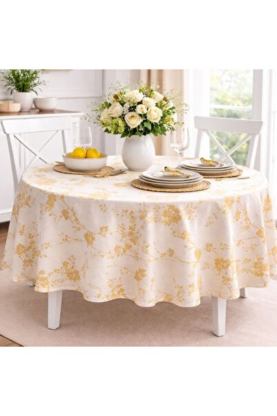Pucioasa Teflon-coated tablecloth, round, diameter 140cm, yellow flowers