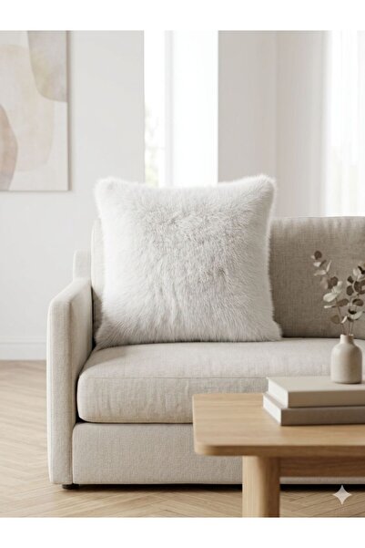 sevaradekor Plush Cushion Cover Furry Reversible Plush Pillow Lolita Plush Cu...