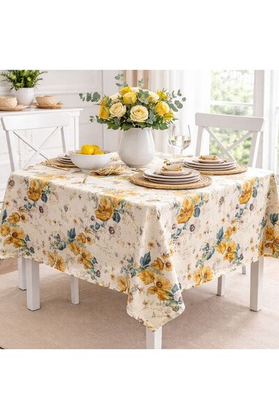 Pucioasa Teflon-coated tablecloth 160x220 cm, Large yellow flowers