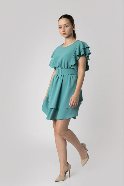OEM Mint green dress with ruffles and waist belt