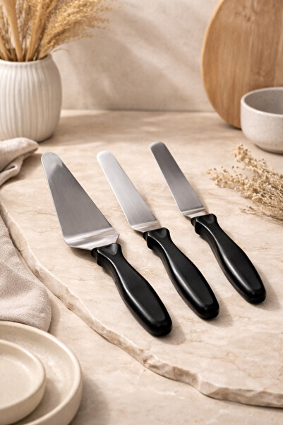 DİVAYS Stainless Steel 3-Piece Angled Cake Spatula Set – Cake Smoothing and S...