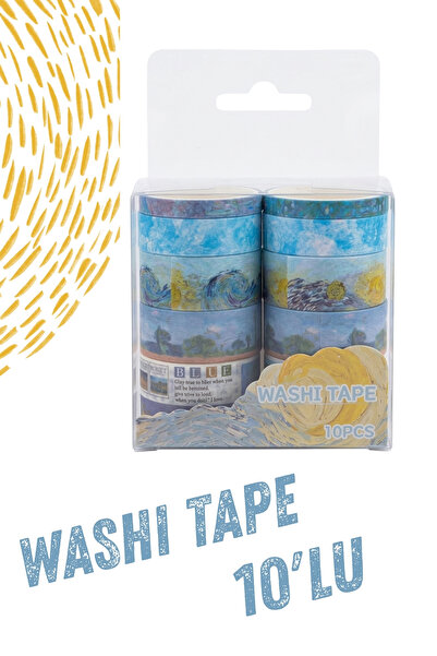 Şehir Online Mağazacılık Van Gogh Monet Serisi 10'lu Washi Tape Seti Mavi San...