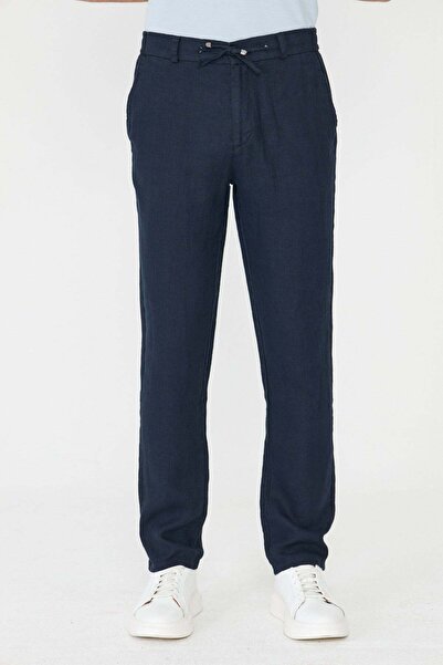 White Stone Navy Blue Lace-Up Relaxed Fit Jogger Pants