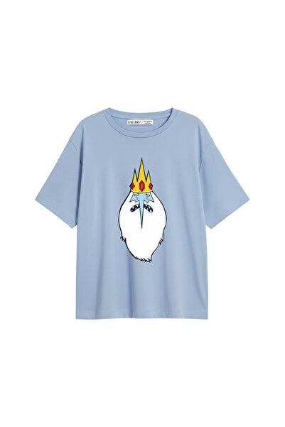 Bak Moda Tricou pentru femei The Bearded Ice cu imprimeu Relaxed Fit Baby Blue