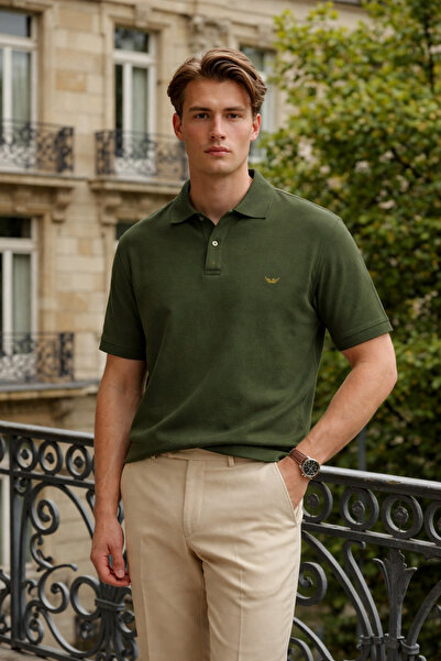 DAMGA JEANS Men's Elite Comfort Khaki Polo Collar T-Shirt