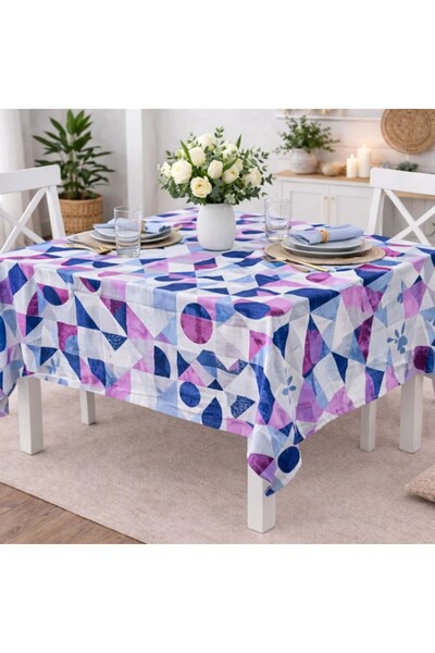 Pucioasa Teflon-coated tablecloth 160x220 cm, Geometric purple/blue