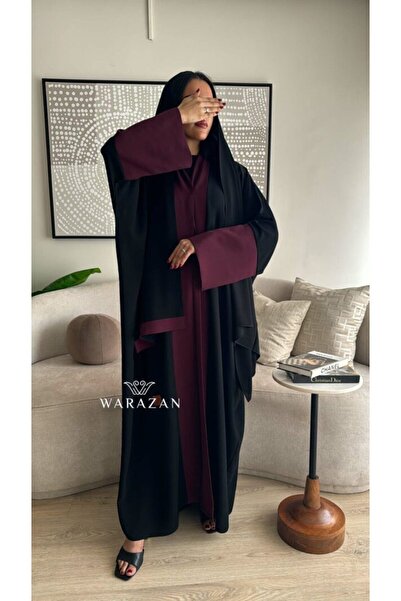 Warazan Black abaya with colored sleeves