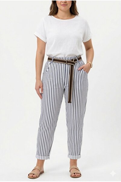 della moor Women's Navy Blue Italian Wide Fit Elastic Waist Line D Patterned ...