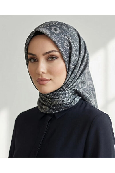 Elit Scarf PİCASSO EL.D HİBRİT DİJİTAL BURSA İPEK EŞARP-Petrol mavi.si.