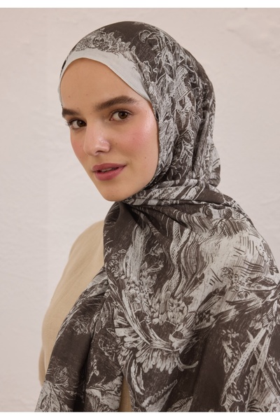 Freshscarfs Πικρό Μυστικό Κομψό Σάλι Ράμι με Σχέδιο