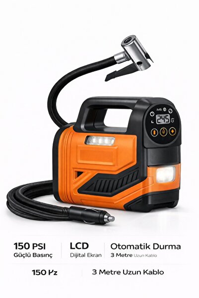 MO DOU 12V Araç Çakmak Girişli 150 PSI Dijital Lastik Şişirme Pompası LED Işı...