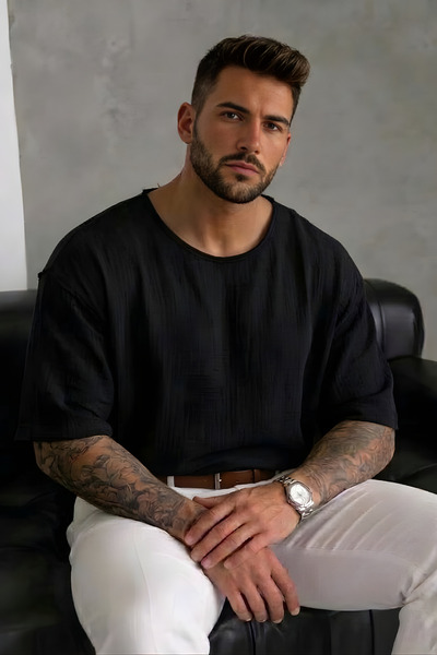 bozdemirtshirt Erkek Oversize Keten Tshirt/Oversize Keten Tshört