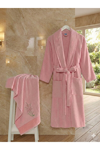 COTTONQUEEN طقم روب حمام منشفة بودرة للجنسين من زينة مكون من قطعتين