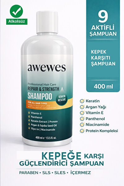 awewes Kepek Karşıtı Onarıcı Şampuan – Argan Yağı, Keratin, Vitamin B3 & Pant...