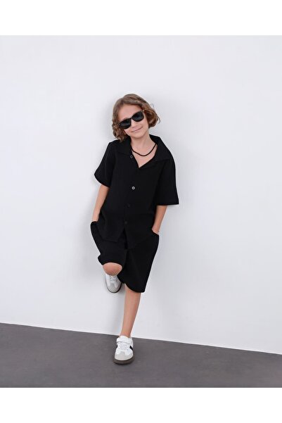 Patriko Boys' New Season Muslin Fabric Shirt and Shorts Set