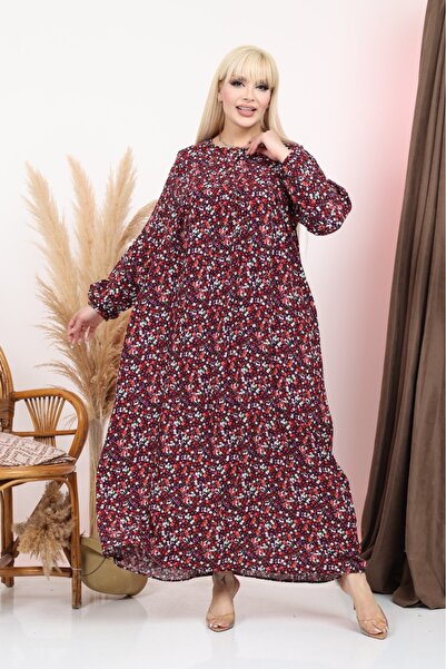 mervemoda ROCHIE MAMĂ MĂRIME MARE CU MÂNECĂ LUNGĂ țesut bumbac LU