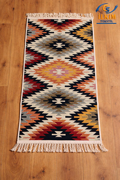 cs ilkim Kilim Çift Taraflı Modern Desenli Yıkanabilir Pamuklu Dokuma 1. Kali...