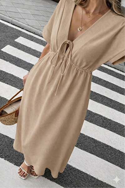 sharin Women's Solid Color Aerobin Fabric Summer V-Neck Short Sleeve Elastic ...