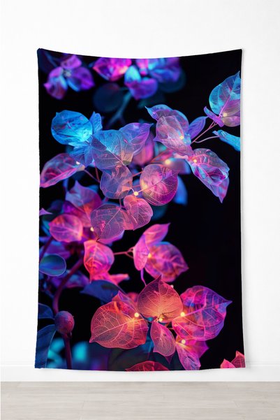 Halura Aesthetic Floral Leaf Wall Covering– Quality Fabric, Gamer Room Decor Tapestry Wall Rug Pc