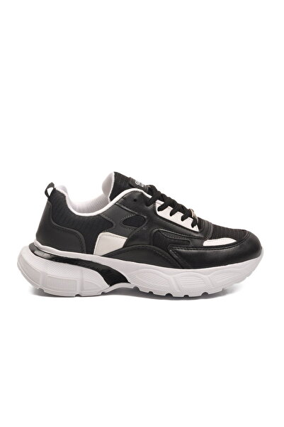 Aspor Black White Thick Sole Lace-Up Women's Sports Shoes
