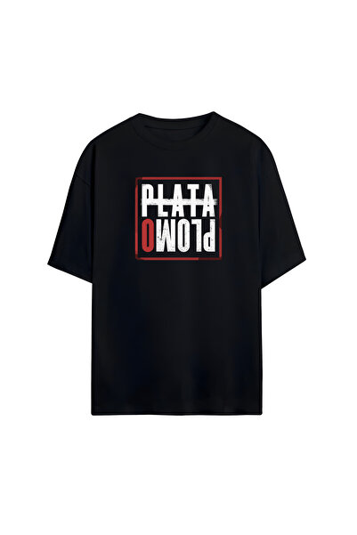STİL-X Tricou oversize unisex din bumbac 100% cu imprimeu Plata o Plomo