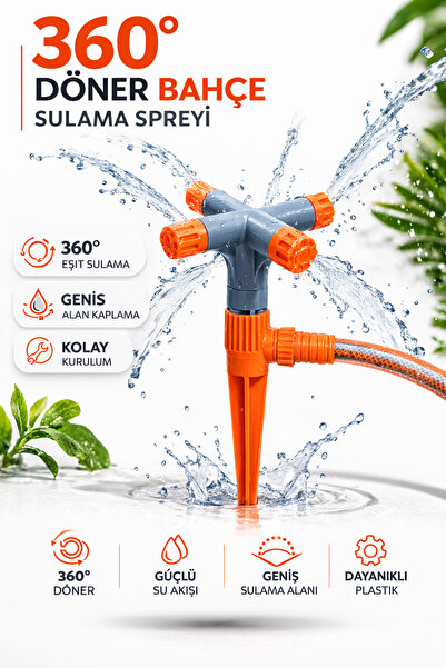 DESIPHON 4 Kollu Çim Sulama Fıskiyesi Bahçe Sulama Sprink Otomatik Döner Fısk...