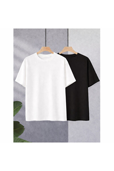 MARKATEM Σετ oversized μπλουζών T-Shirt σε λευκό και πολύχρωμο λαιμόκοψη Crew...