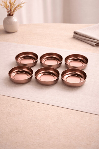 Sarkap Home 6'lı Bronz Dondurmalık ve Çerezlik Seti 10 cm Çap, 3.2 cm Yükseklik